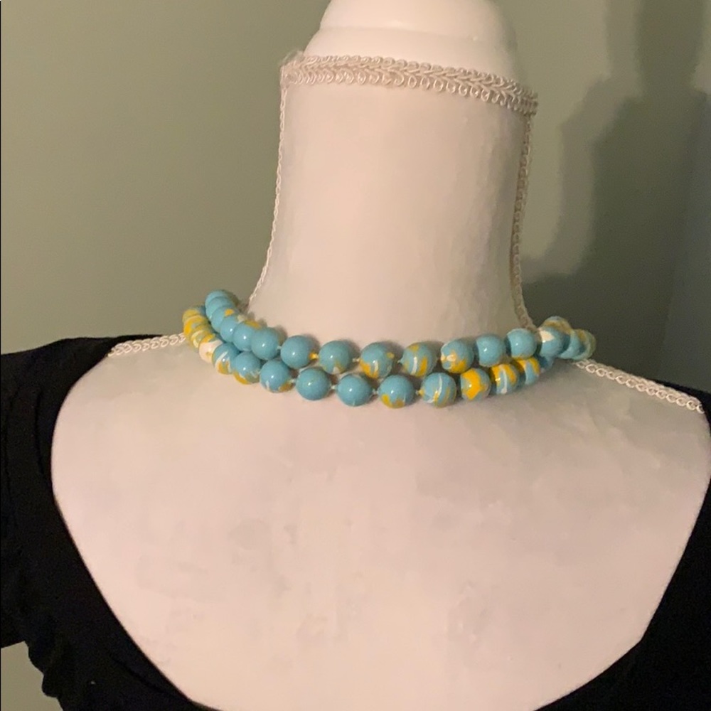 Necklace Blue , yellow and white - Picture 8 of 8